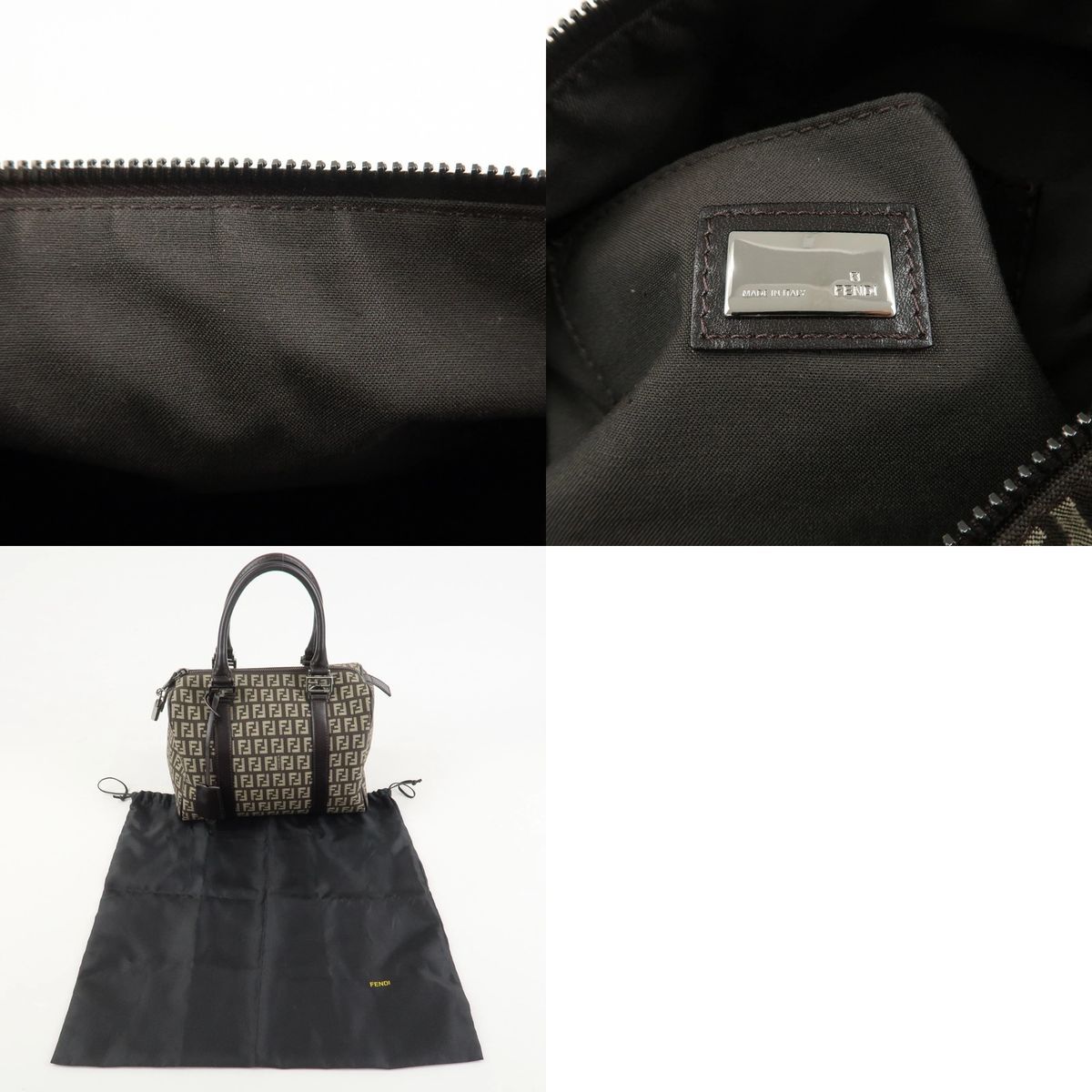 美品】FENDI フェンディ ズッキーノ キャンバス レザー ハンドバッグ