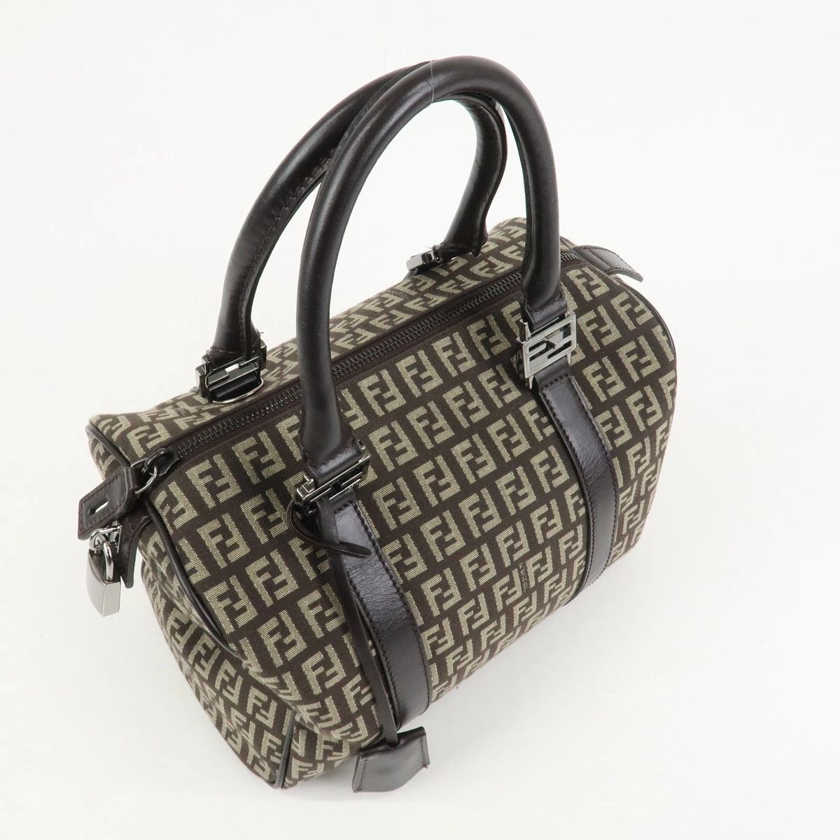 美品】FENDI フェンディ ズッキーノ キャンバス レザー ハンドバッグ