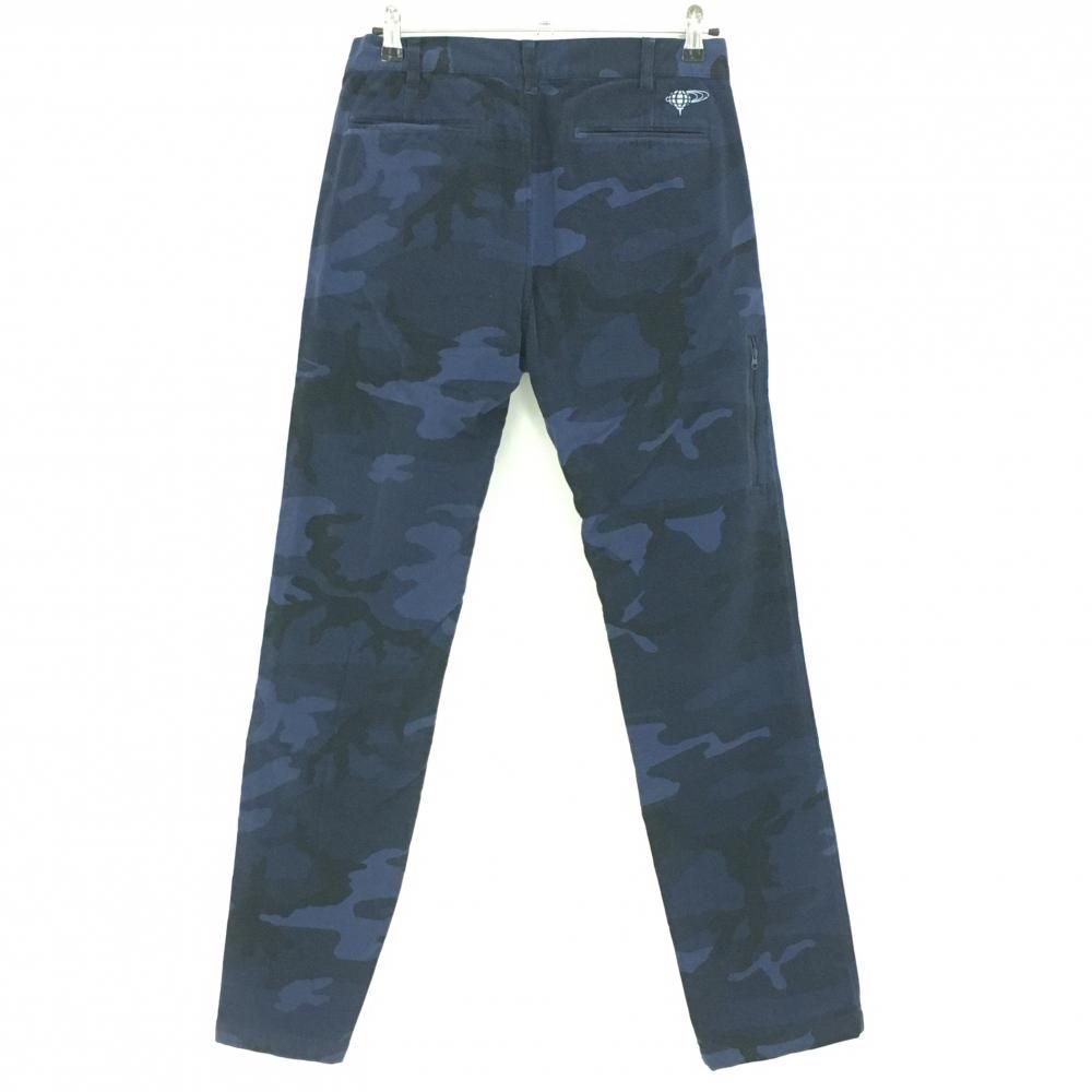 美品】ビームスゴルフ パンツ ネイビー×ブルー カモフラ柄 微起毛 ロゴ