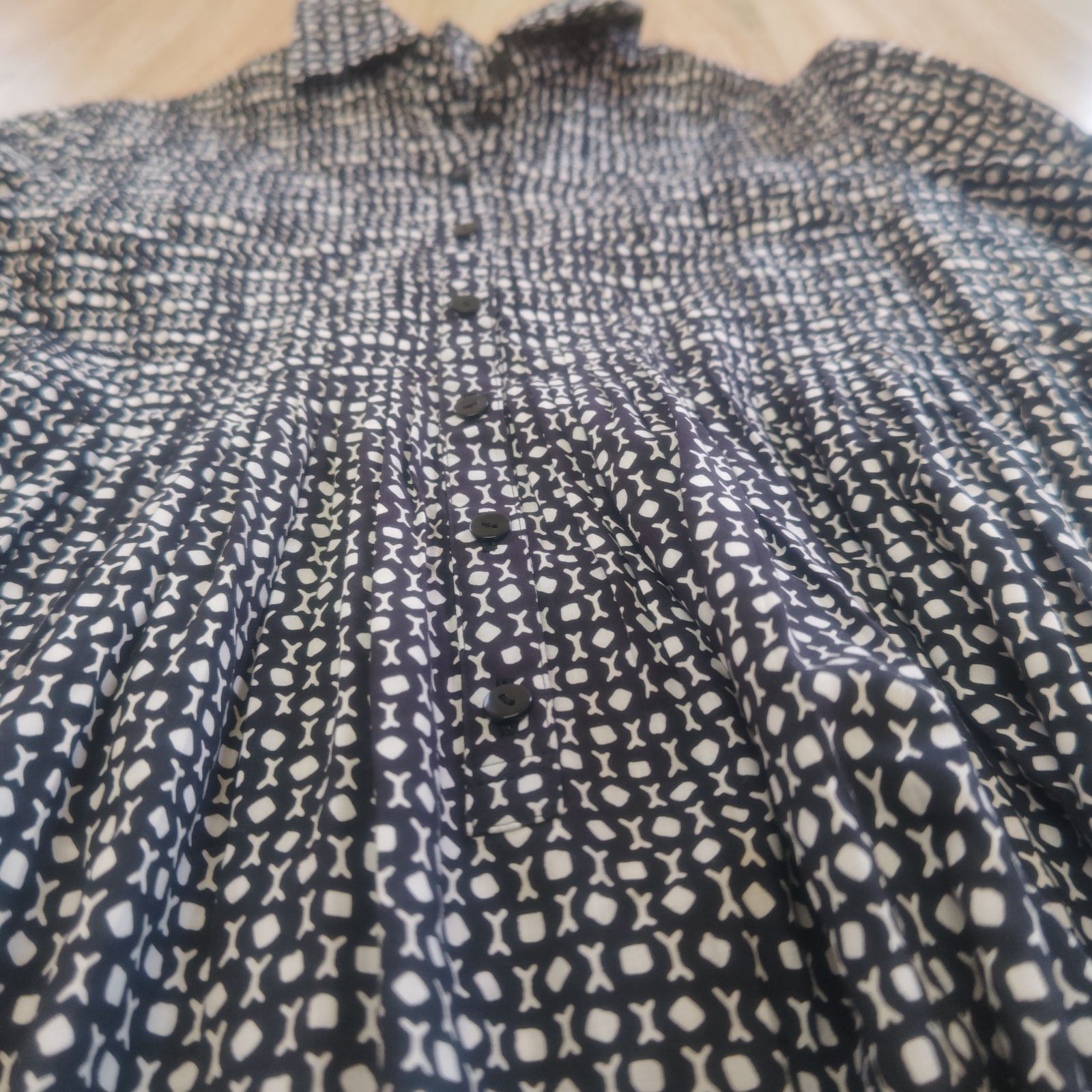 Leilian レリアン チュニック ワンピース 白黒総柄 11サイズ - メルカリ