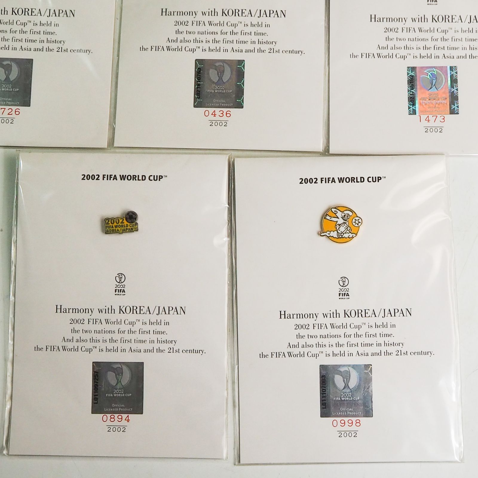 K347 未開封品 公式 FIFA 日韓 ワールドカップ 2002 ピンバッジ セット