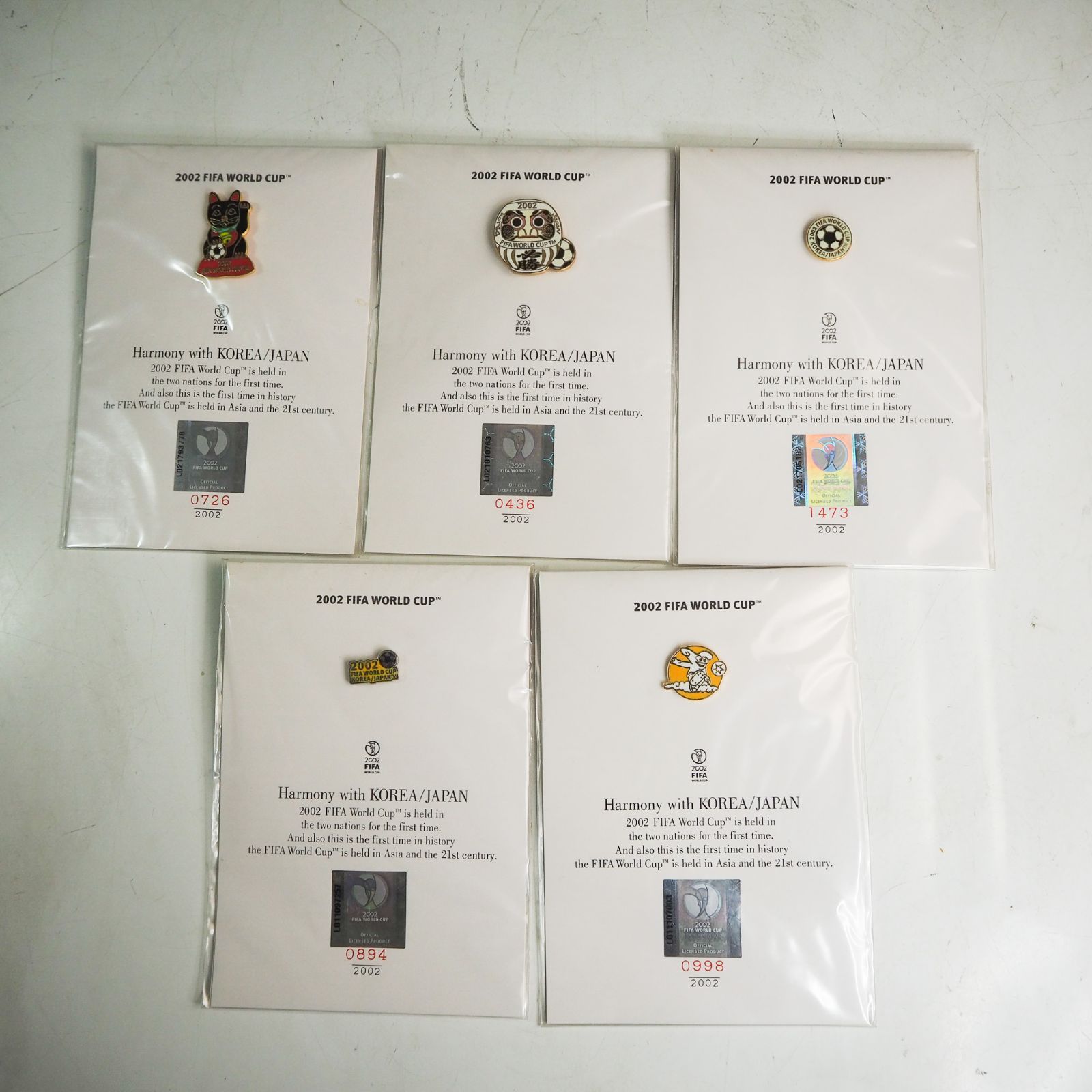 K347 未開封品 公式 FIFA 日韓 ワールドカップ 2002 ピンバッジ セット