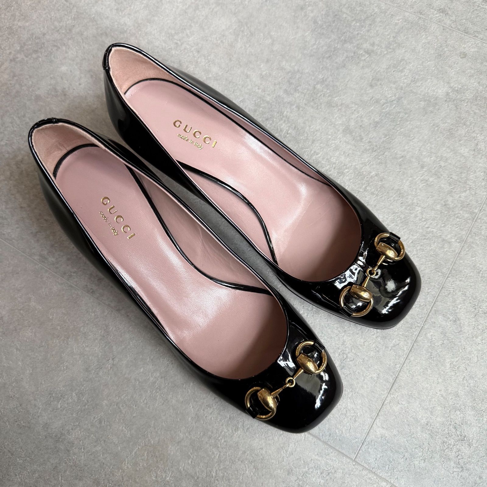 美品　GUCCIホースビット　ヌパック　 ダークブラウン　 スクエアトゥパンプス 美品 GUCCI グッチ ホースビットパンプス スクエアトゥ パテントレザー