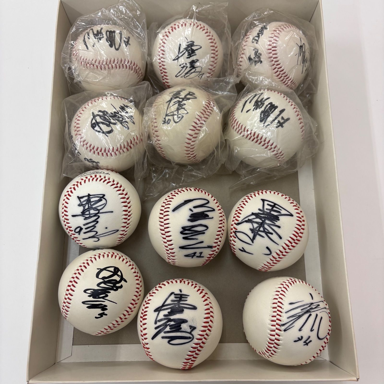 K4639☆中日ドラゴンズ 直筆あり サインボール12球 田尾 小松 谷沢
