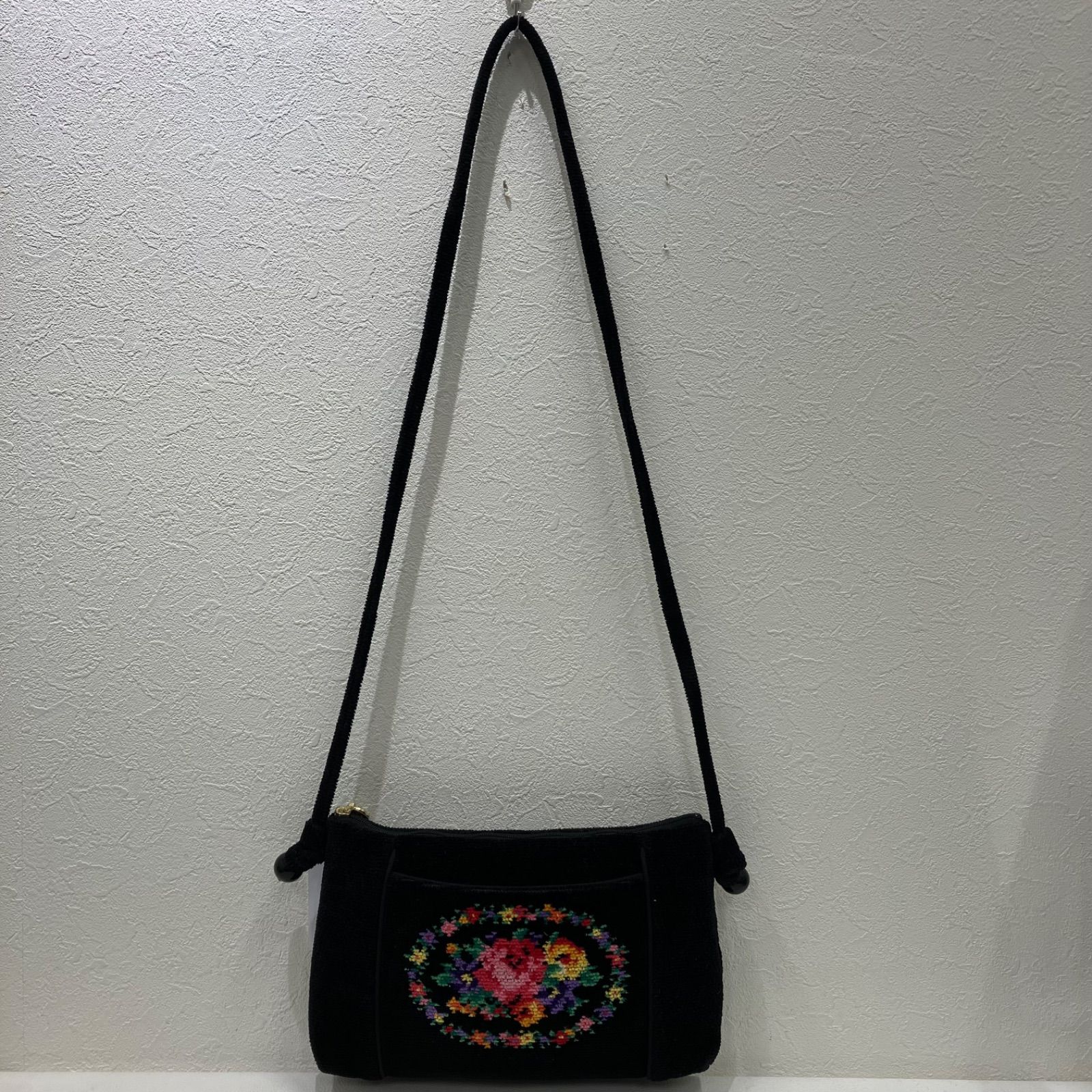 8953 FEILER フェイラー ショルダーバッグ ブラック 黒 花柄 フラワー  