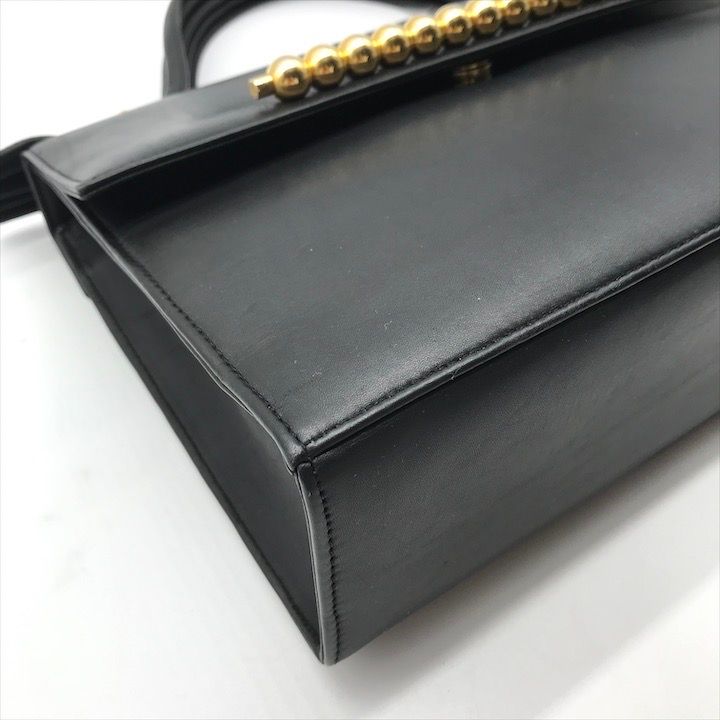 美品 BALLY バリー ハンド バッグ レザー ブラック ゴールド金具