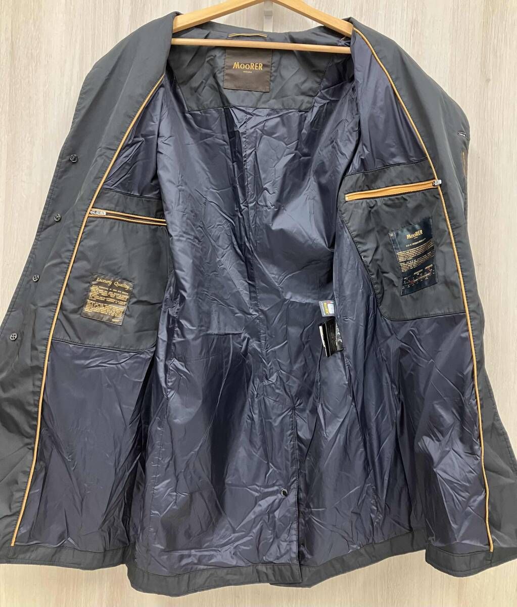 MOORER ムーレー ステンカラーコート サイズ48 イタリア製 ネイビー