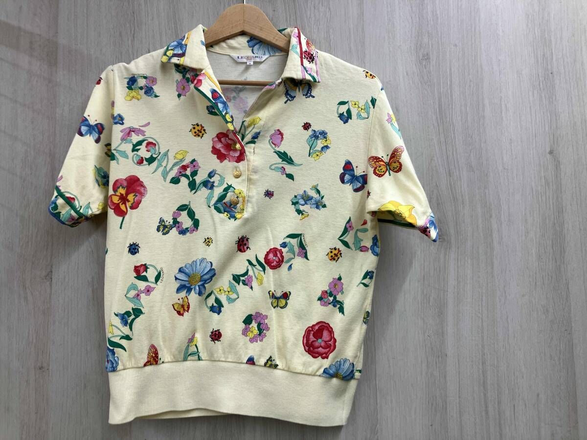 LEONARD SPORT レオナール スポーツ 半袖ポロシャツ 花と蝶とてんとう