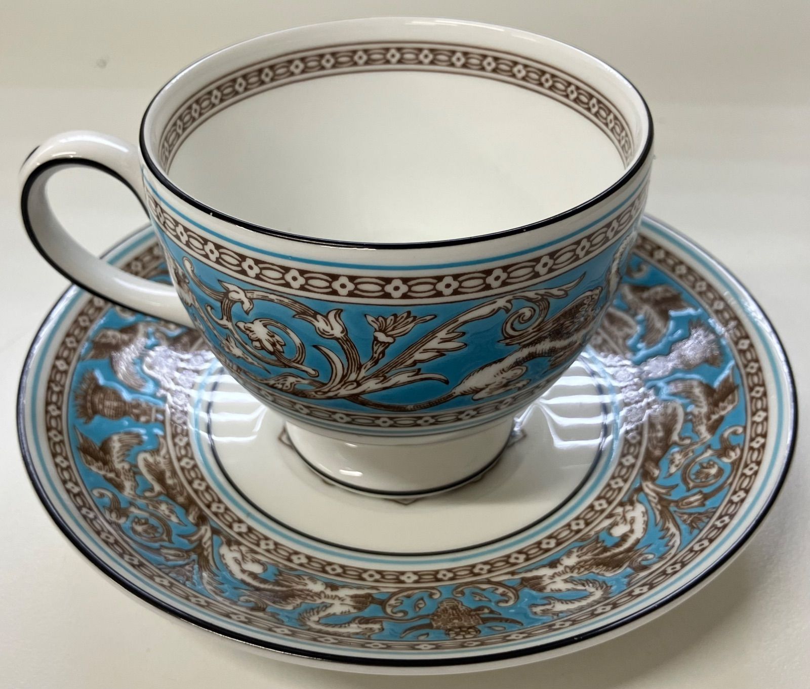 T 960 ウェッジウッド フロレンティーン ターコイズ ティーカップ-ソーサー 4客セット