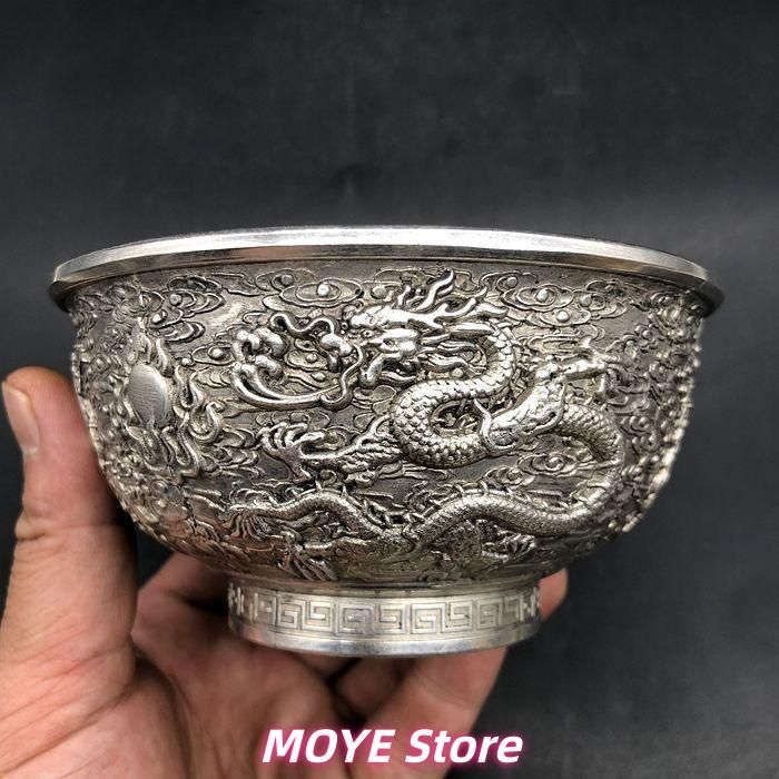 銅器 双龍戯珠碗 双龍碗 現代工芸品 美術品 工芸品 銅 細工 浮彫り 龍鳳碗 工芸品 zw0128 - メルカリ