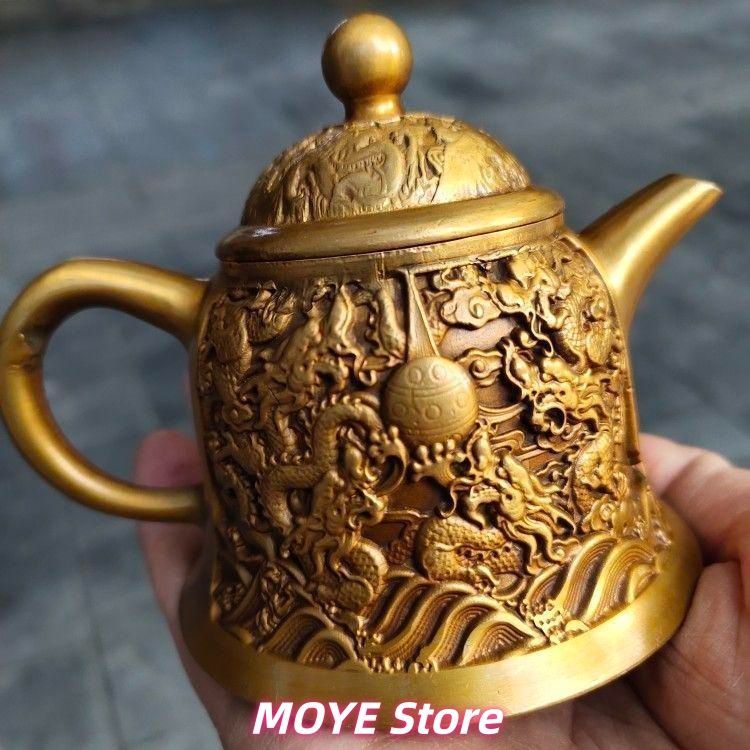 浮彫 竜紋茶壺 酒壺 銅壺 茶道 工芸品 美術品 置物 - メルカリ
