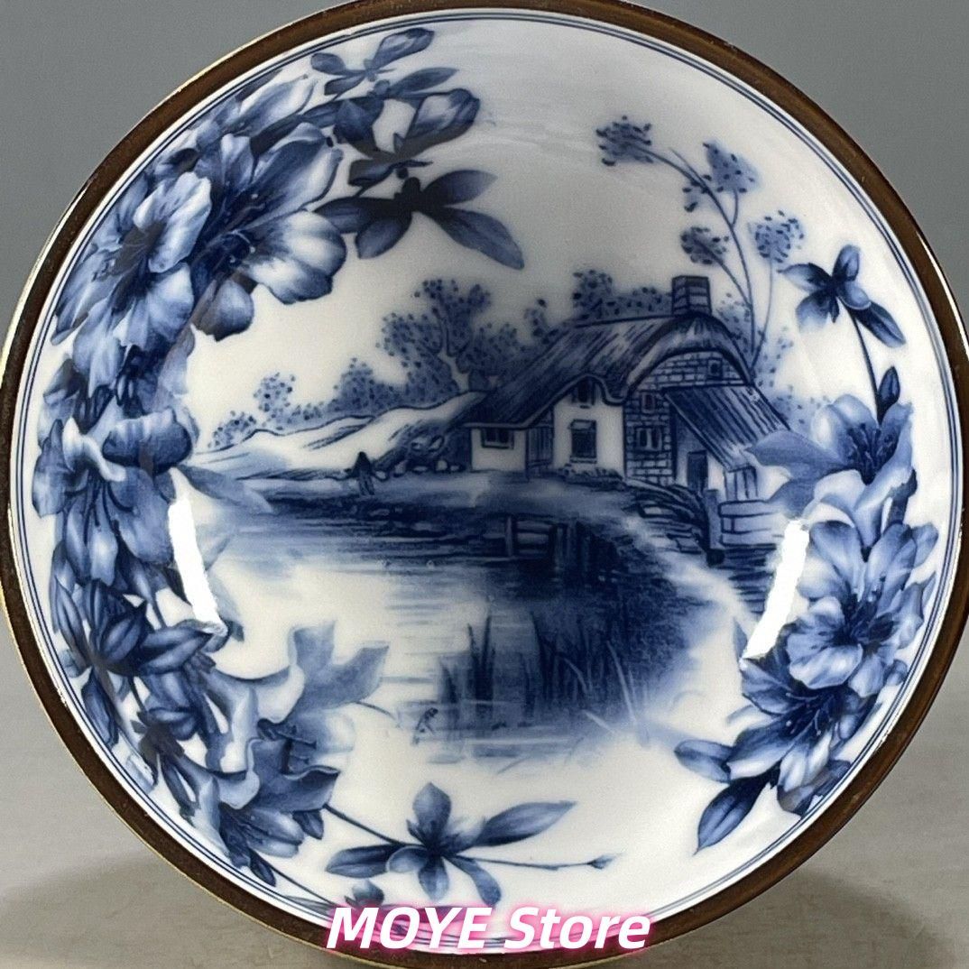 大清乾隆鯖山水花卉図紋碗 景徳鎮 陶磁器 装飾品 現代工芸品 美術品