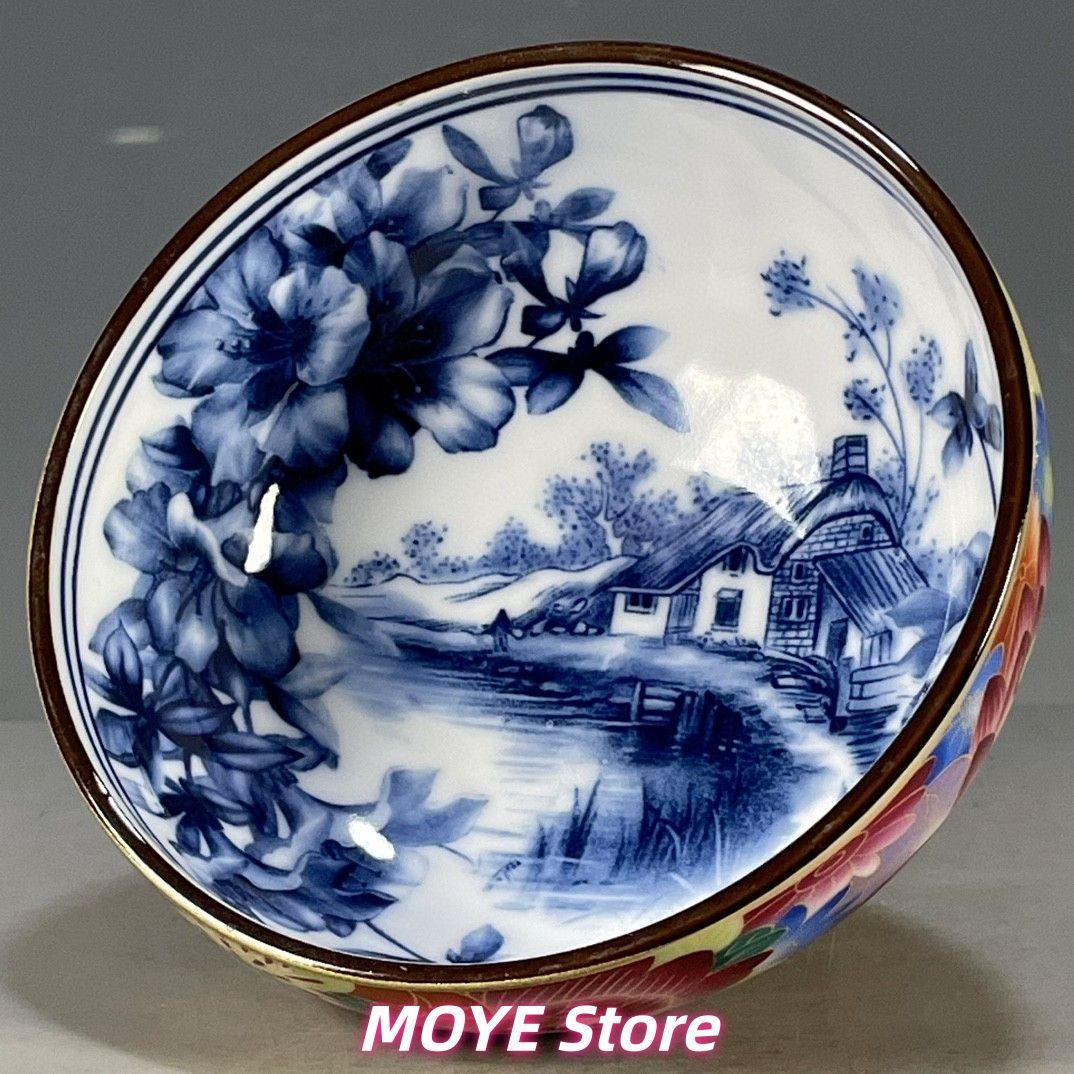 大清乾隆鯖山水花卉図紋碗 景徳鎮 陶磁器 装飾品 現代工芸品 美術品