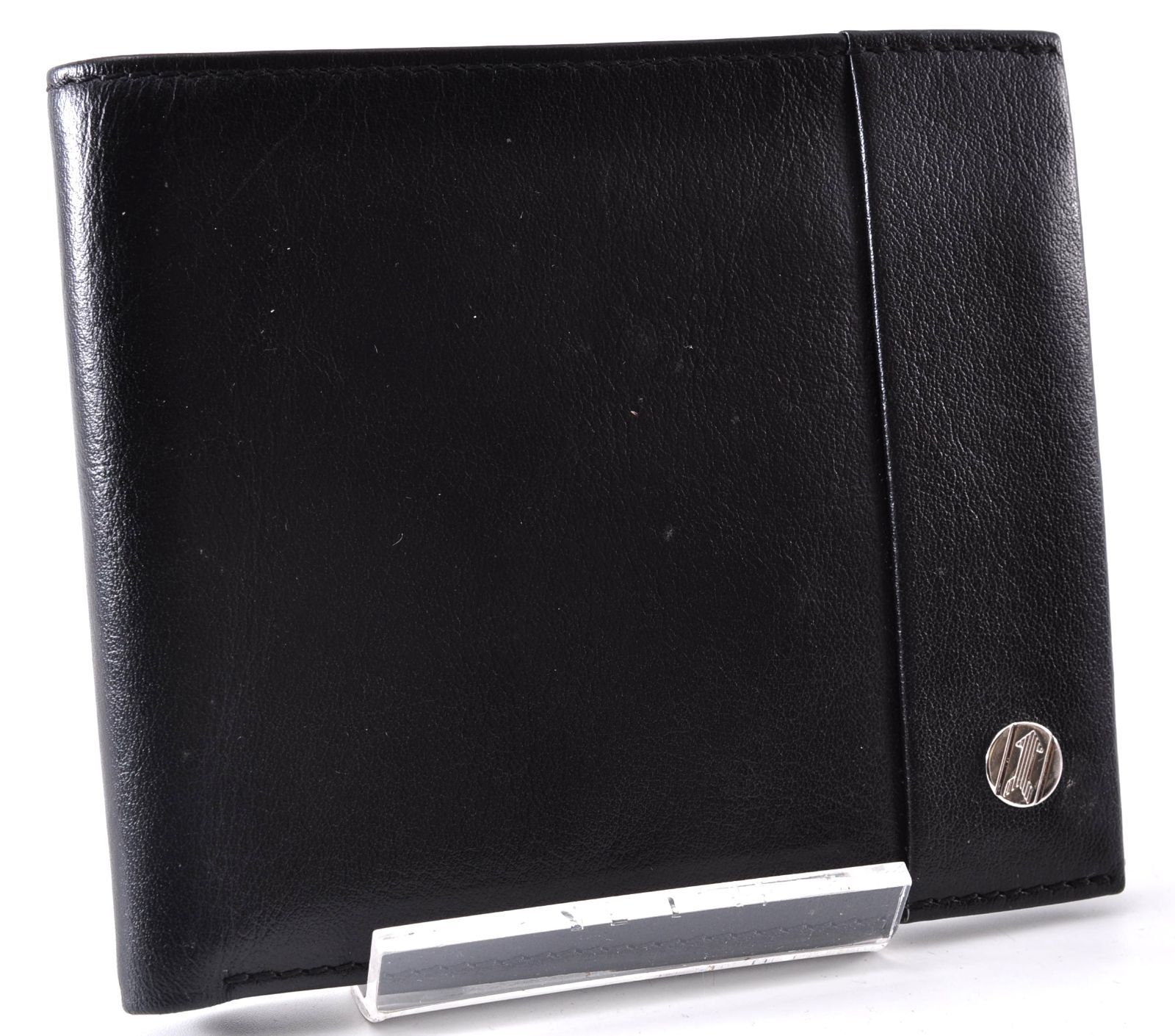美品 GOLD PFEIL ゴールドファイル Bi-fold Wallet 二つ折り財布 Men's メンズ Black ブラック 黒 Silver シルバー Logo ロゴ