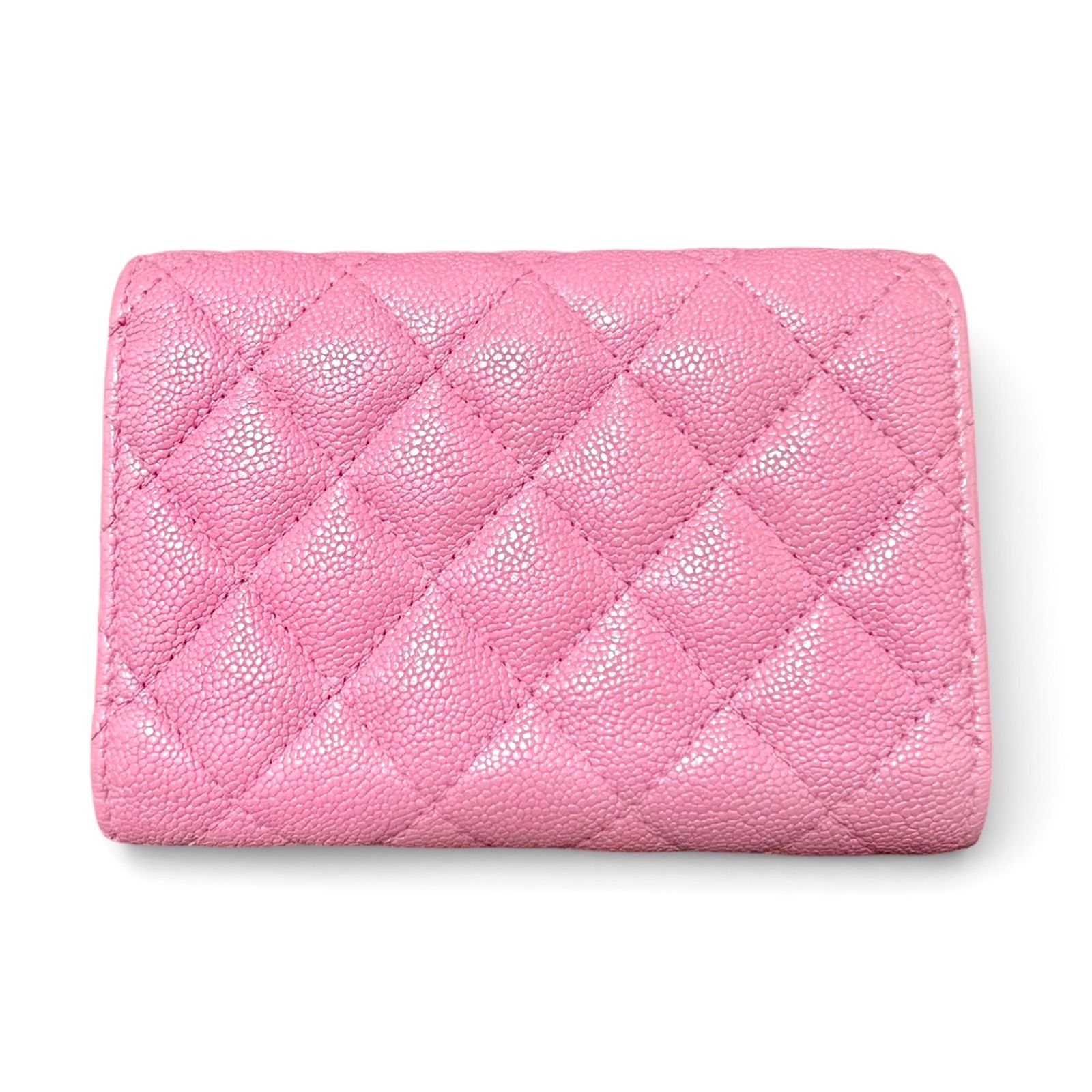 シャネル CHANEL ボーイシャネル キャビアスキン マトラッセ 三つ折り