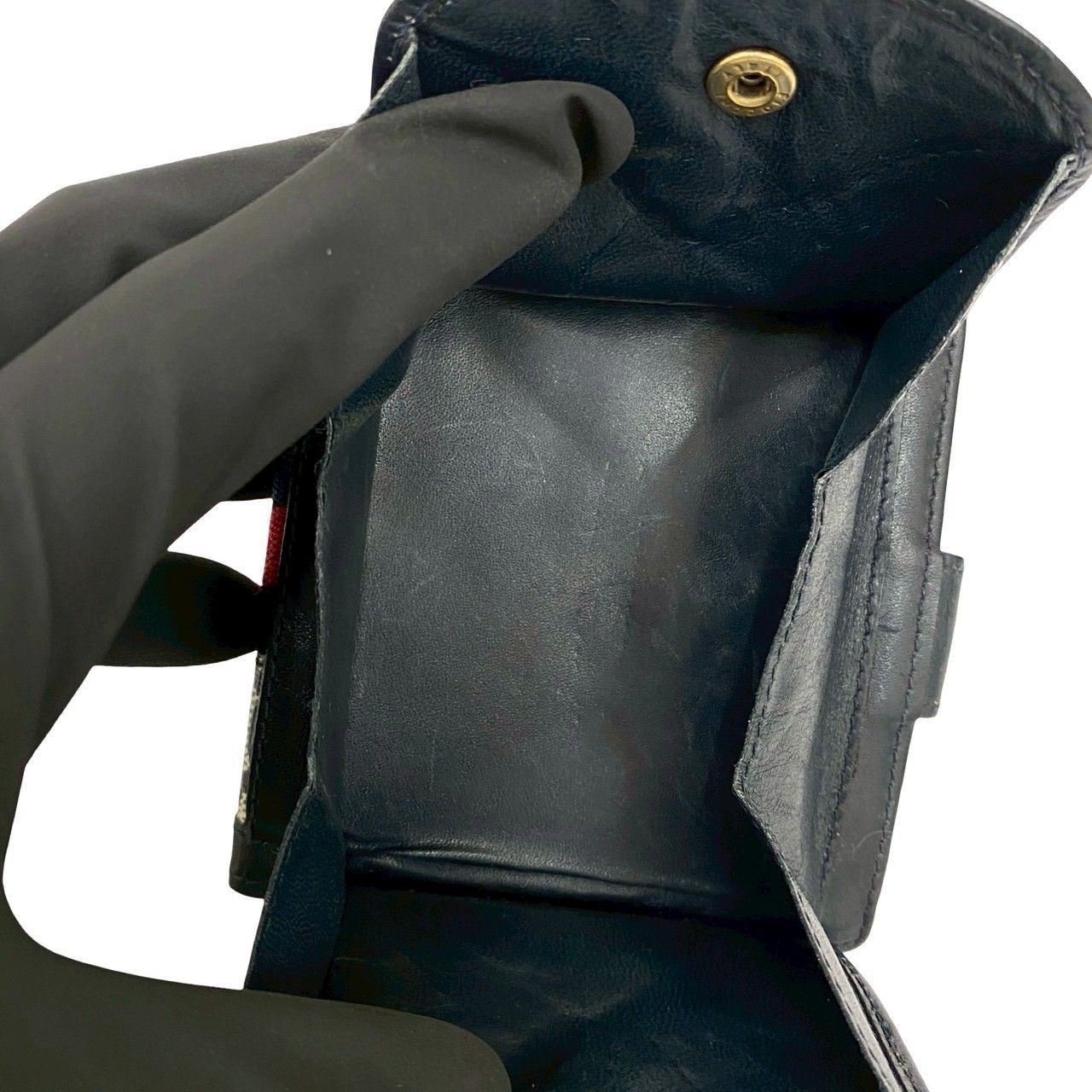 【美品】GUCCI グッチ シェリーライン 長財布 レザー オールドグッチ　紺 GUCCI(グッチ) オールドグッチ シェリーライン がま口長財布 PVC