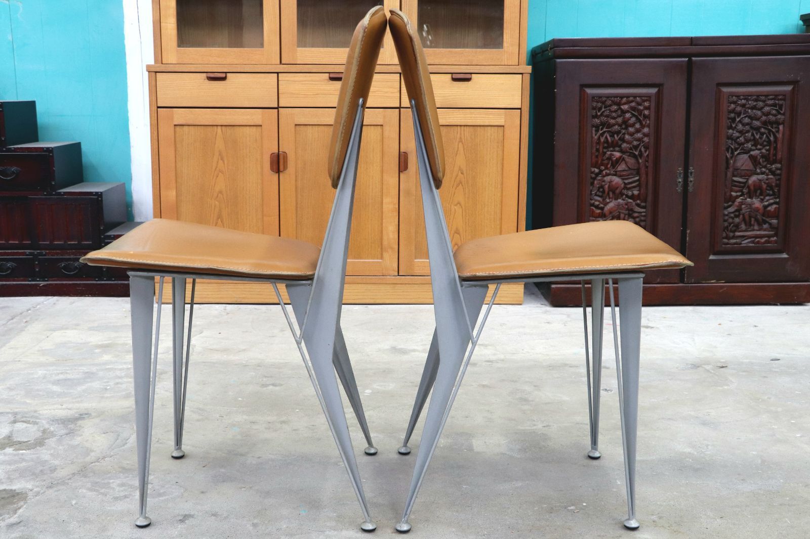 GMIK129○fasem / ファセム イタリア ビンテージ レザー チェア GMIK129○fasem ⁄ ファセム イタリア ビンテージ レザー チェア