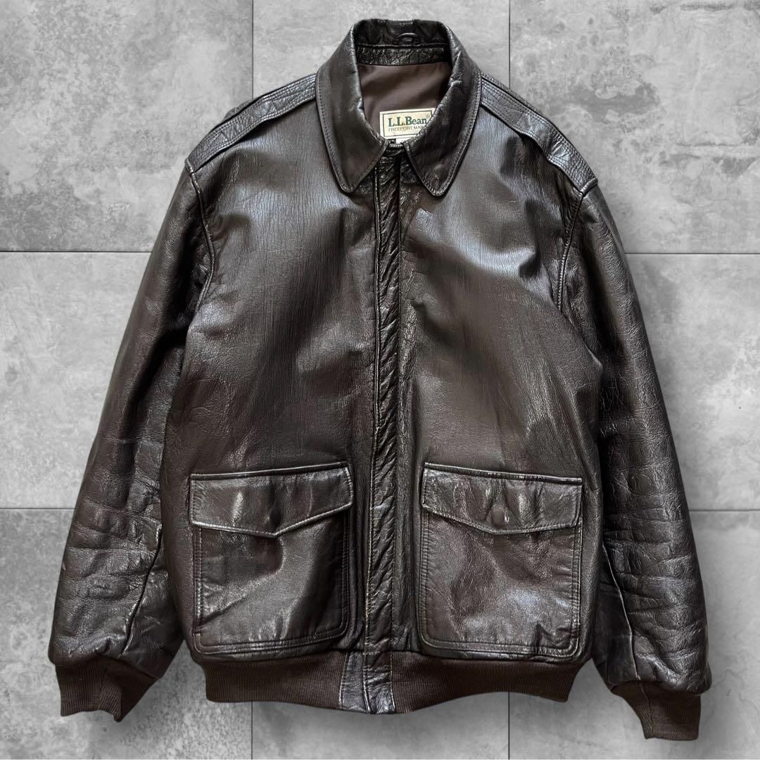 レア L.L.Bean A-2 フライトジャケット L TALL ゴートレザー レア L.L.Bean A-2 フライトジャケット L TALL ゴートレザー