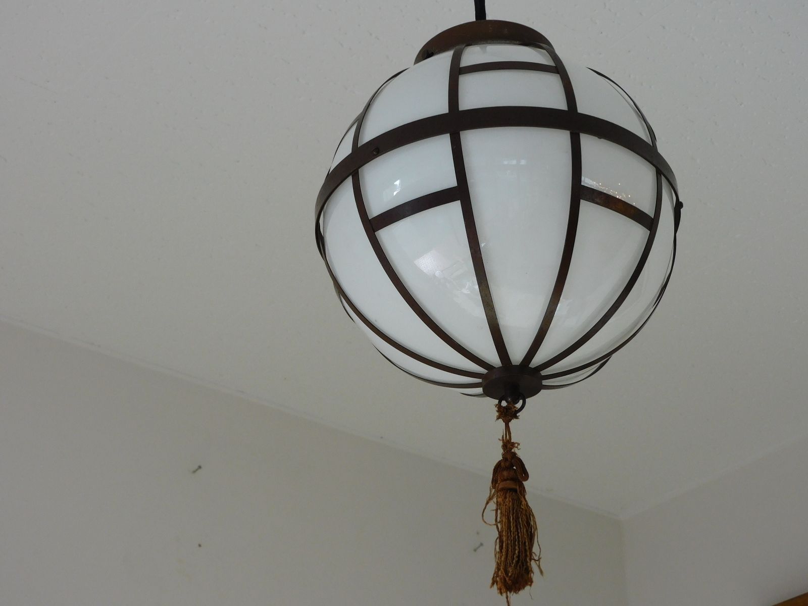 ふるいガラス電笠 ペンダントライト 幾何学模様 ぼんぼり HK-a-05849