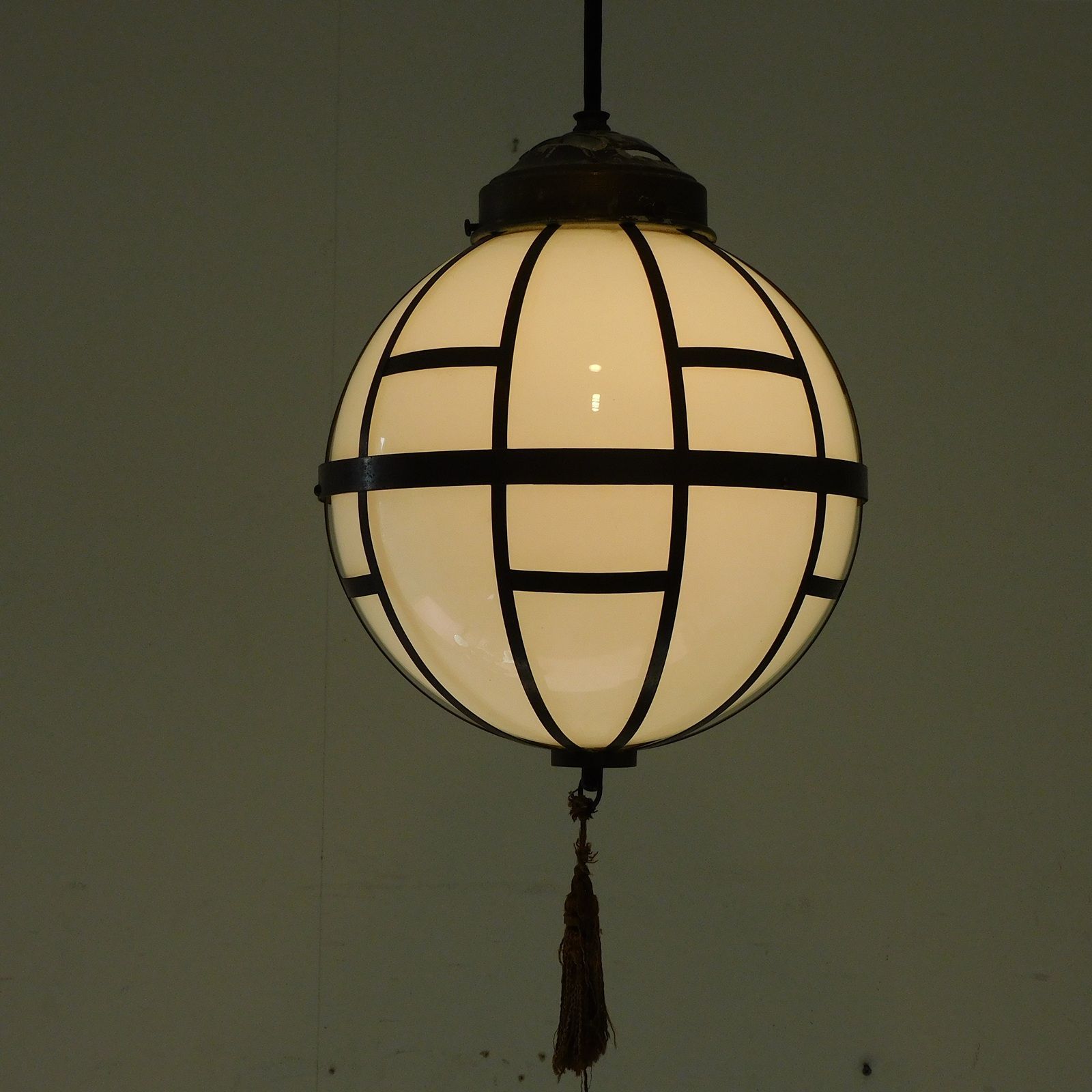 ふるいガラス電笠 ペンダントライト 幾何学模様 ぼんぼり HK-a-05849