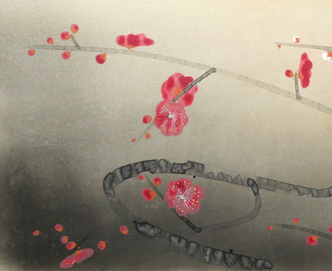 前田 青邨「紅梅」日本画・10号大 文化勲章 小林古径、安田靫彦と共に