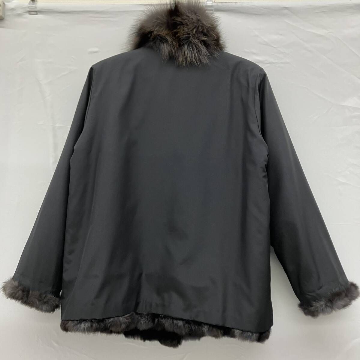 ブランド表記なし ファーコート リバーシブル ラビット ブルー