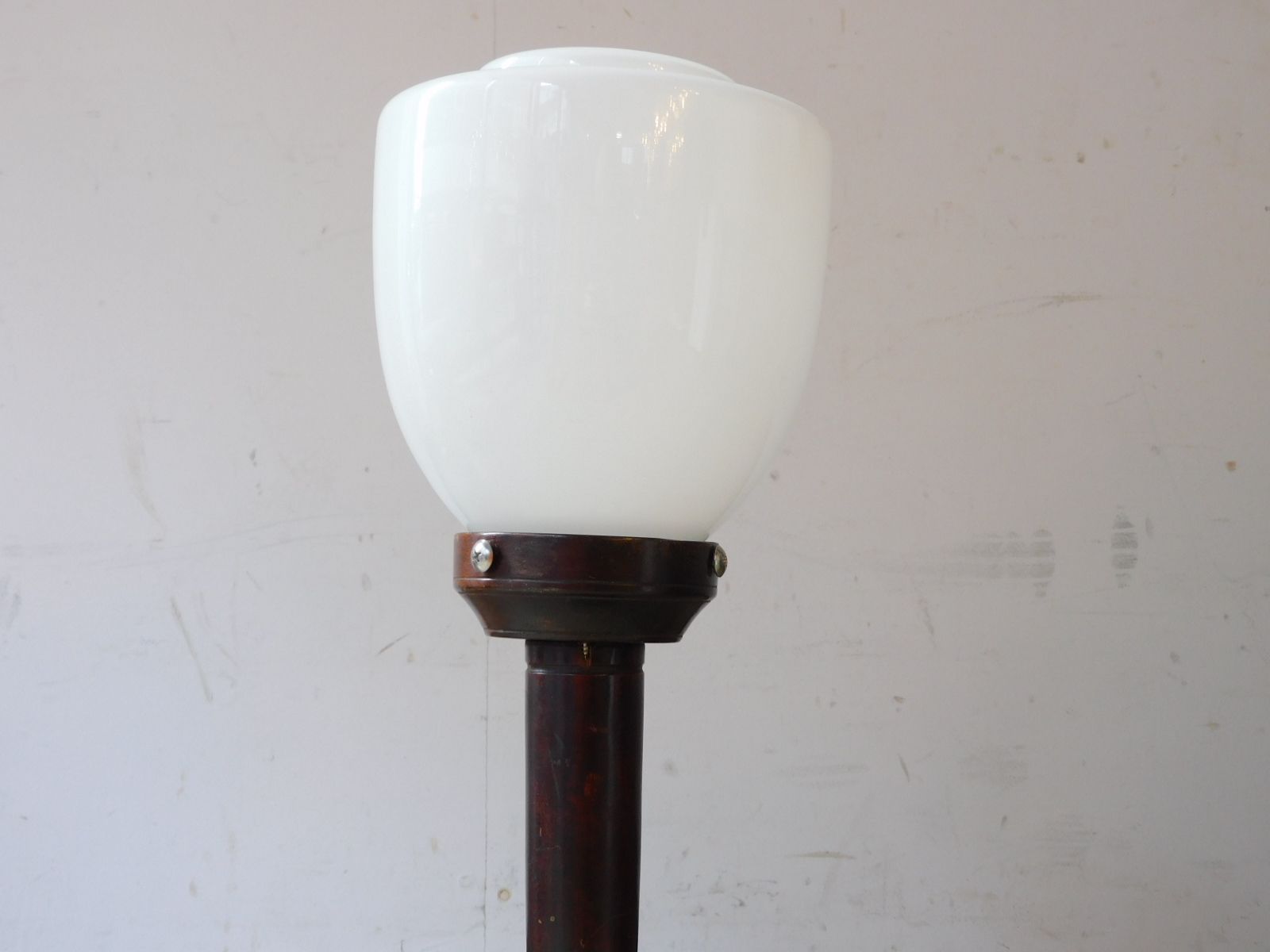 ふるい電気スタンド 木製 ガラス電笠 HK-a-05850 / デスクライト