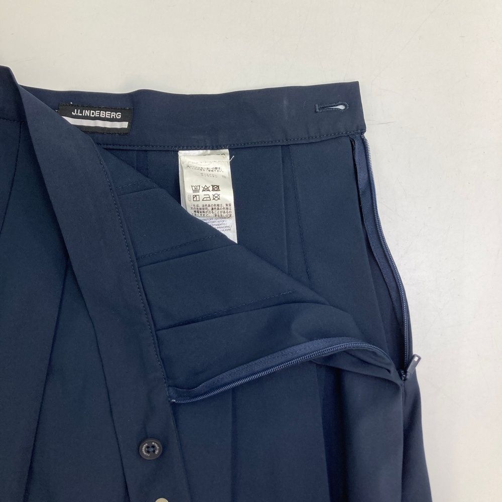 サイズ：M J.LINDEBERG ジェイリンドバーグ プリーツスカート ネイビー