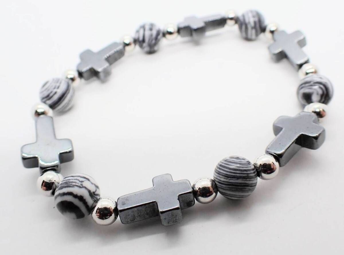ミニクロス 十字架 ブレスレット バングル 腕輪 ロック パンク