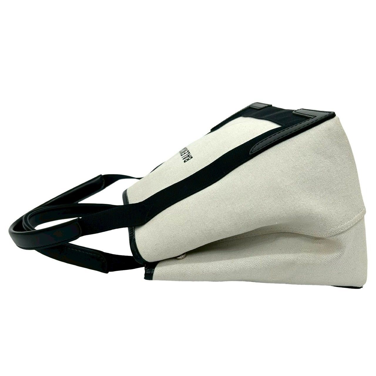 極 美品 BALENCIAGA バレンシアガ ネイビーカバス S ロゴ キャンバス