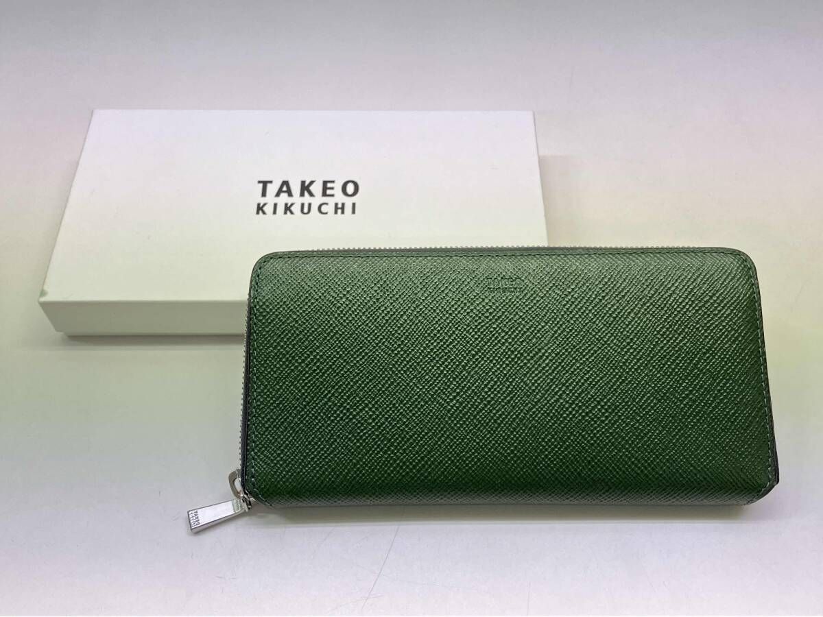 TAKEO KIKUCHI タケオキクチ ラウンドファスナー 長財布 グリーン