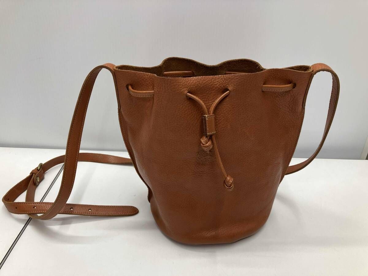 IL BISONTE イルビゾンテ ショルダーバッグ ブラウン 巾着 本革レザー