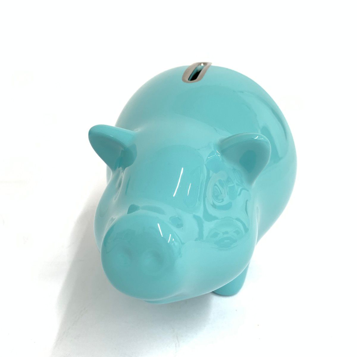 TIFFANY&Co. ティファニー ピギーバンク/貯金箱 ホワイト/ブルー