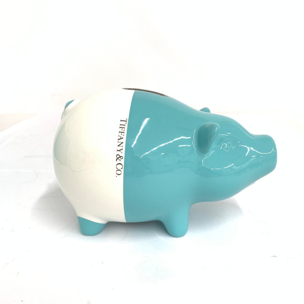 TIFFANY&Co. ティファニー ピギーバンク/貯金箱 ホワイト/ブルー