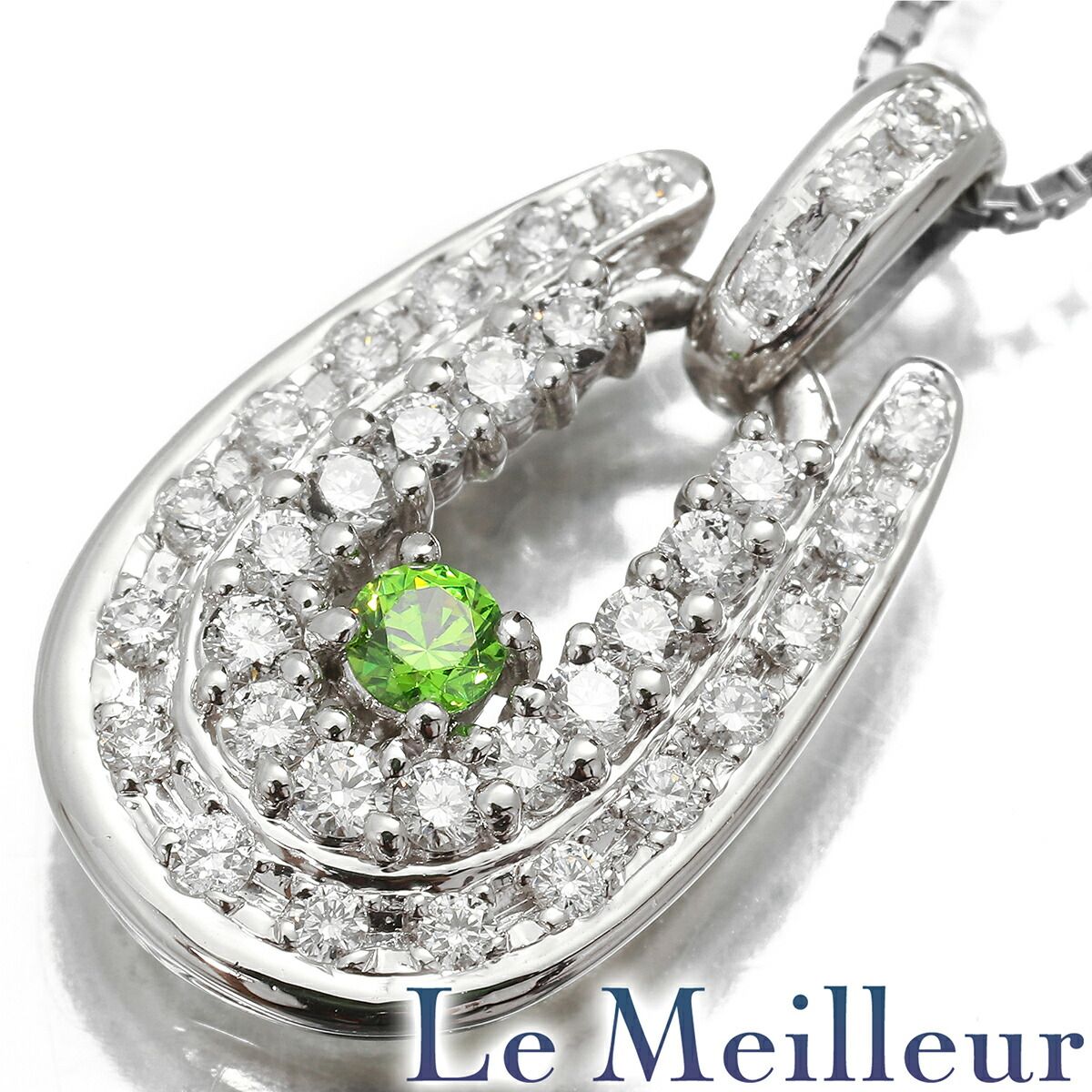 ペンダントネックレス デマントイドガーネット ダイヤモンド Pt900