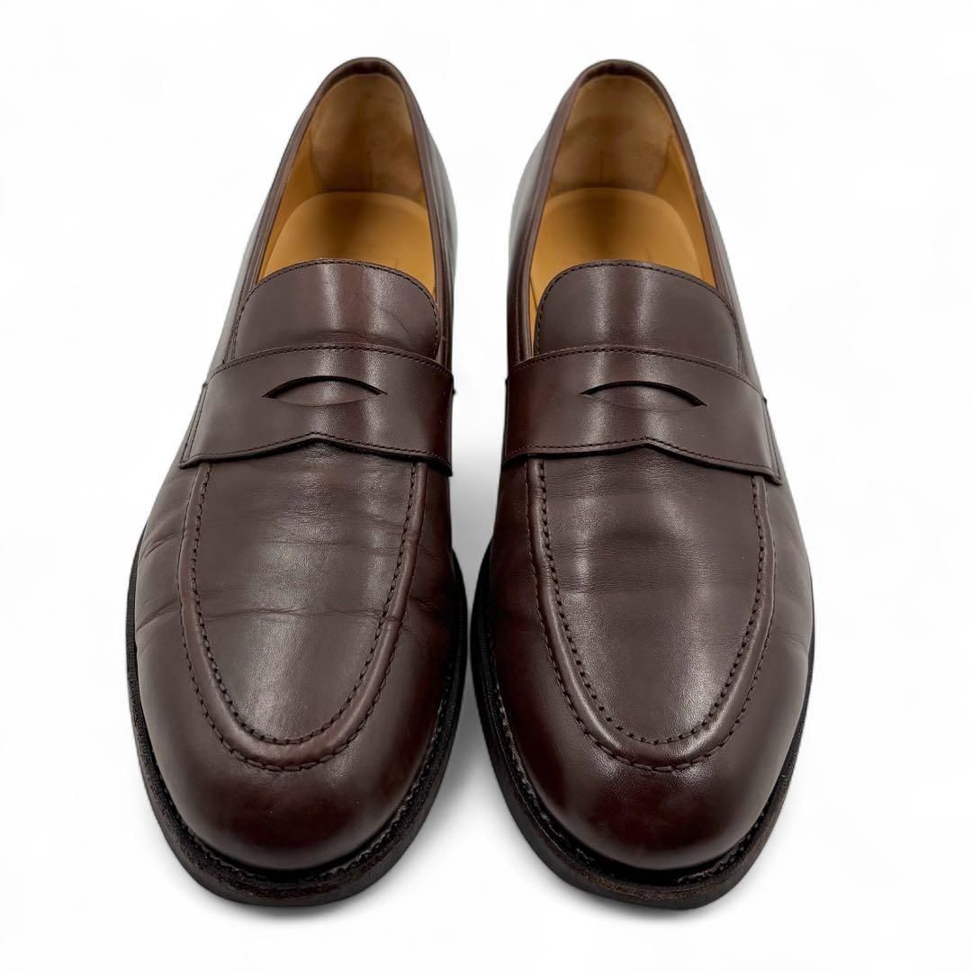 美品】 三陽山長 柔弥 コインローファー 6.5 革靴 ブラウン 24.5相当