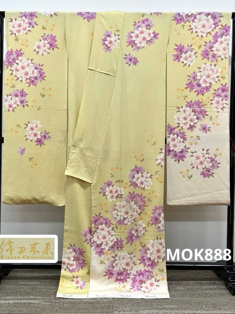 振袖 仮絵羽 倖田來未 ラメ刺繍 金彩 桜 正絹 未仕立て品 八掛付き