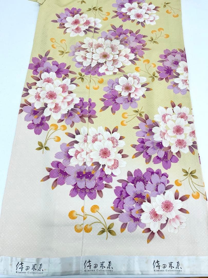 振袖 仮絵羽 倖田來未 ラメ刺繍 金彩 桜 正絹 未仕立て品 八掛付き