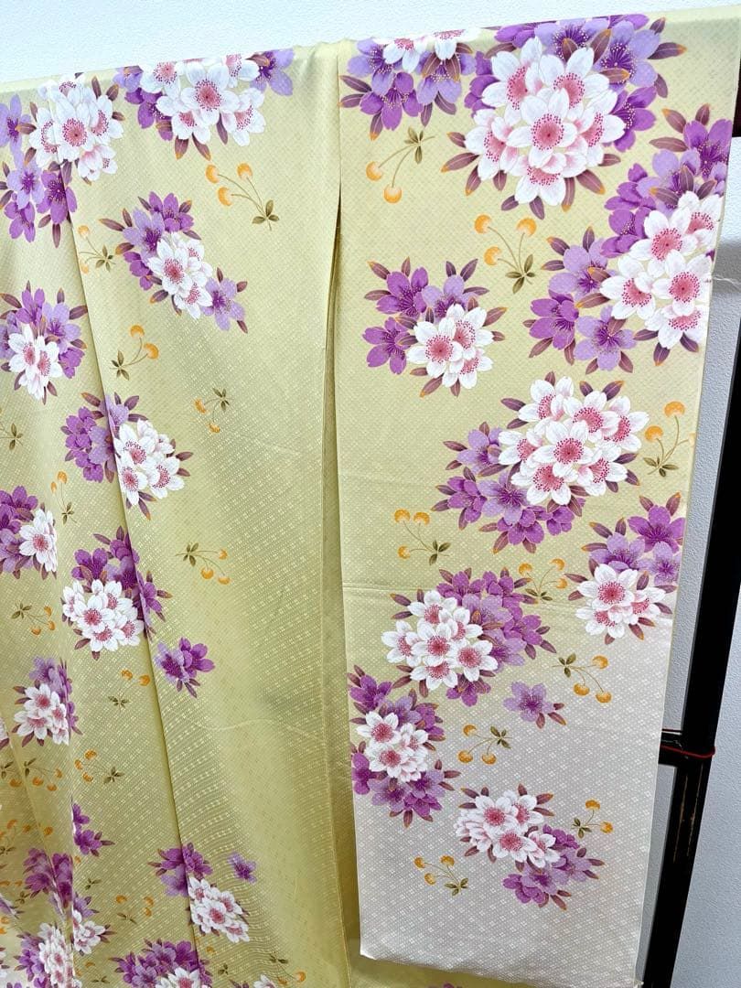 振袖 仮絵羽 倖田來未 ラメ刺繍 金彩 桜 正絹 未仕立て品 八掛付き