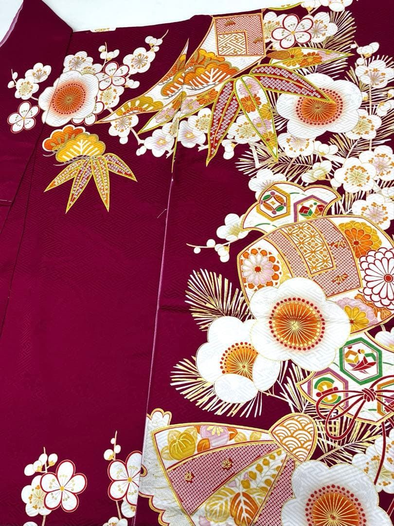 振袖 仮絵羽 金駒 金彩 紋意匠 正絹 未仕立て品 八掛付き MOK884