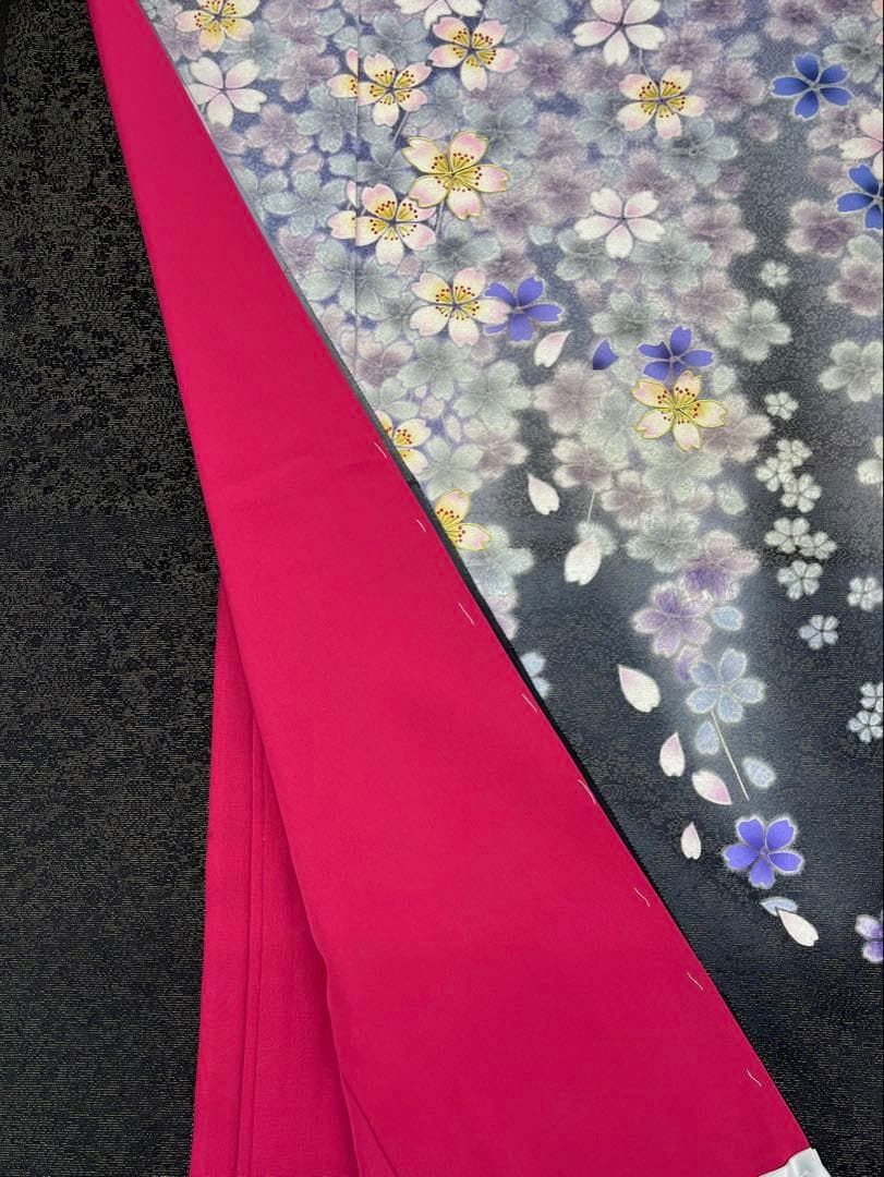振袖 仮絵羽 金通し 金駒 桜尽くし 正絹 未仕立て品 八掛付き MOK885 