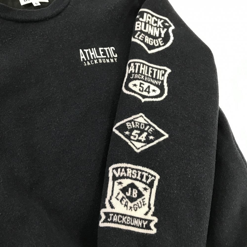 ジャックバニー セーター ダークネイビー×白 袖ロゴ 裏地付き ニット