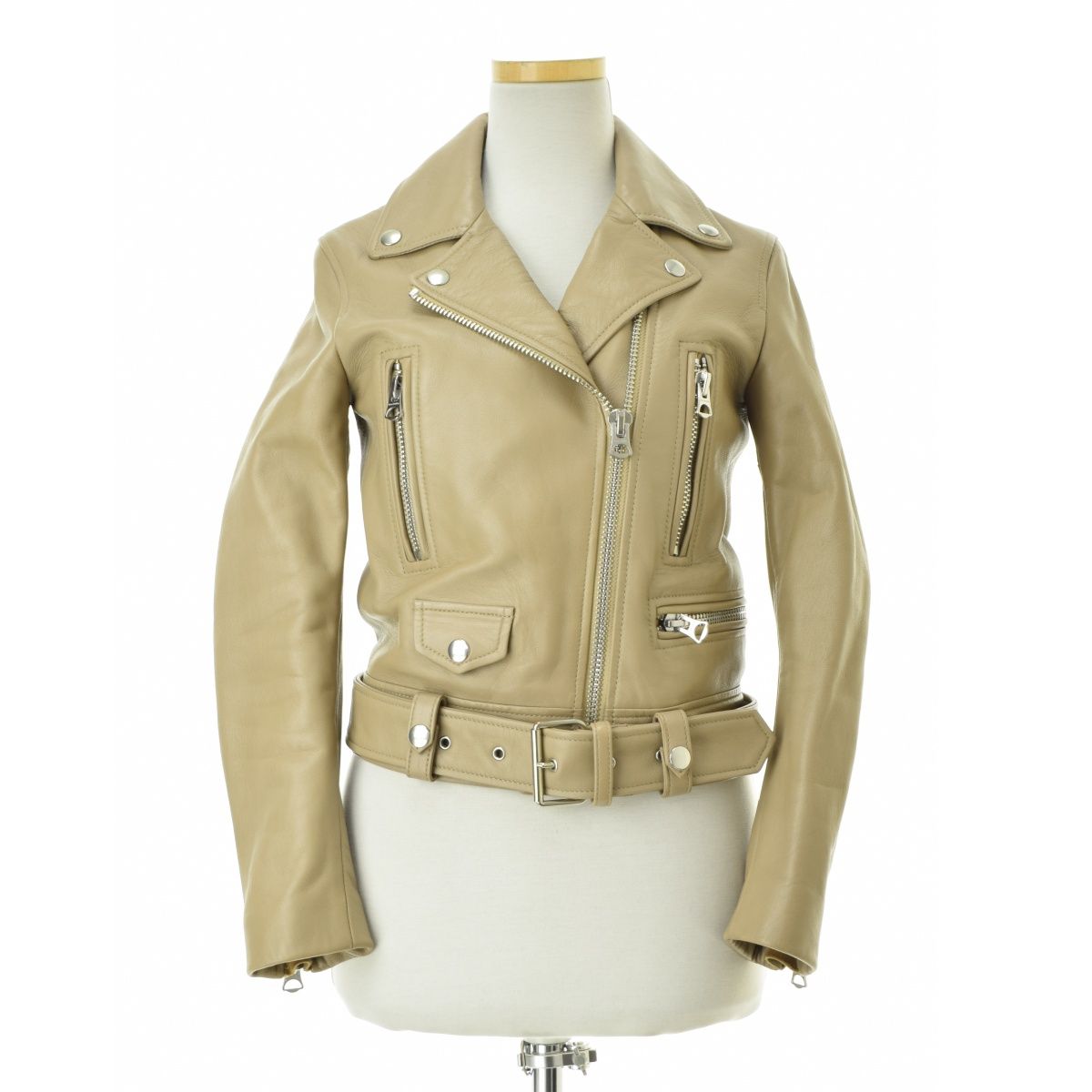 Acne Studios レザージャケット ライダース ダブル ベージュ 34 Acne Studios レザージャケット ライダース ダブル ベージュ 34