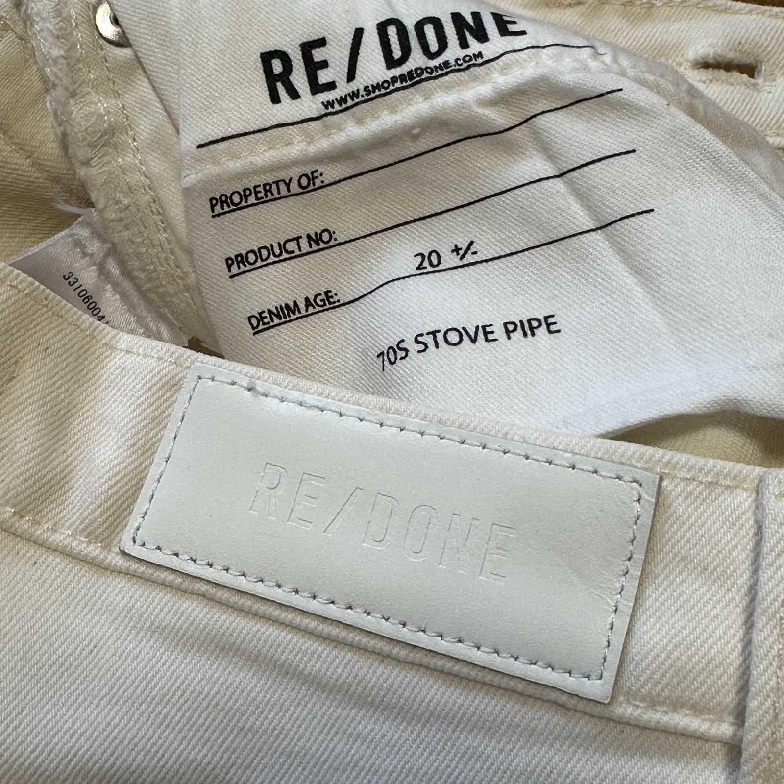 RE/DONE 70S STOVE PIPE ハイウエスト テーパードデニム ホワイト