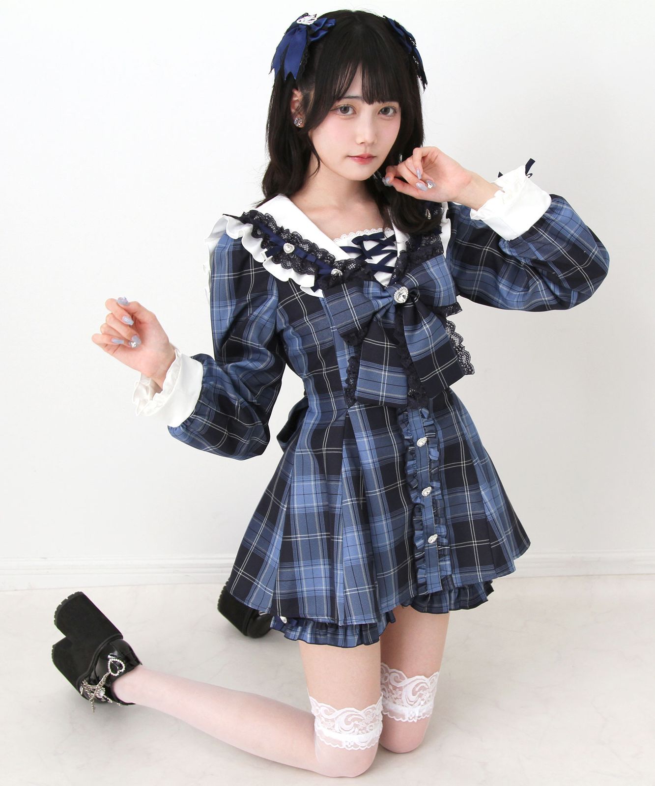 特売！美品♡1回のみ着用 ネイビー ハート　ルームウェアセットアップ 365ユーティリティー】洗えてシワになりづらいストレッチギャバ