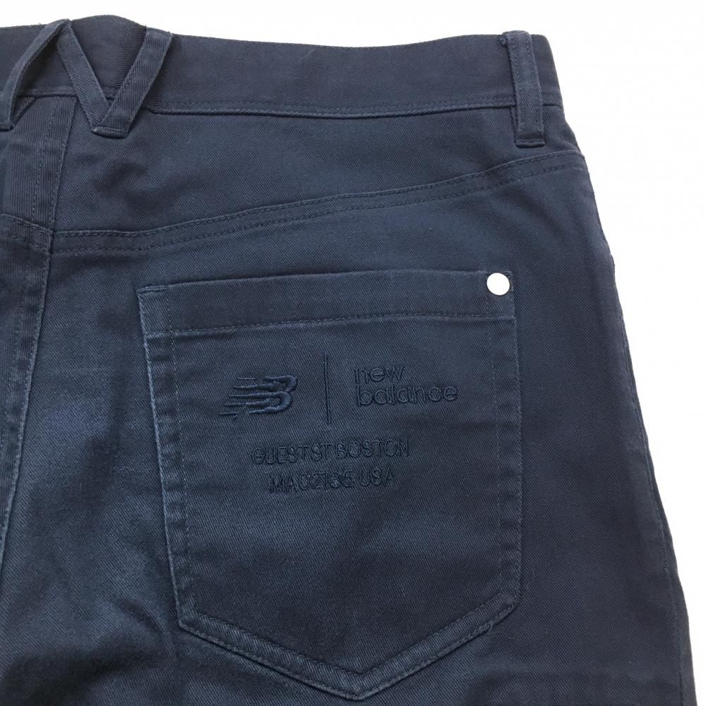 ニューバランスゴルフ パンツ ネイビー ロゴ刺しゅう コットン混