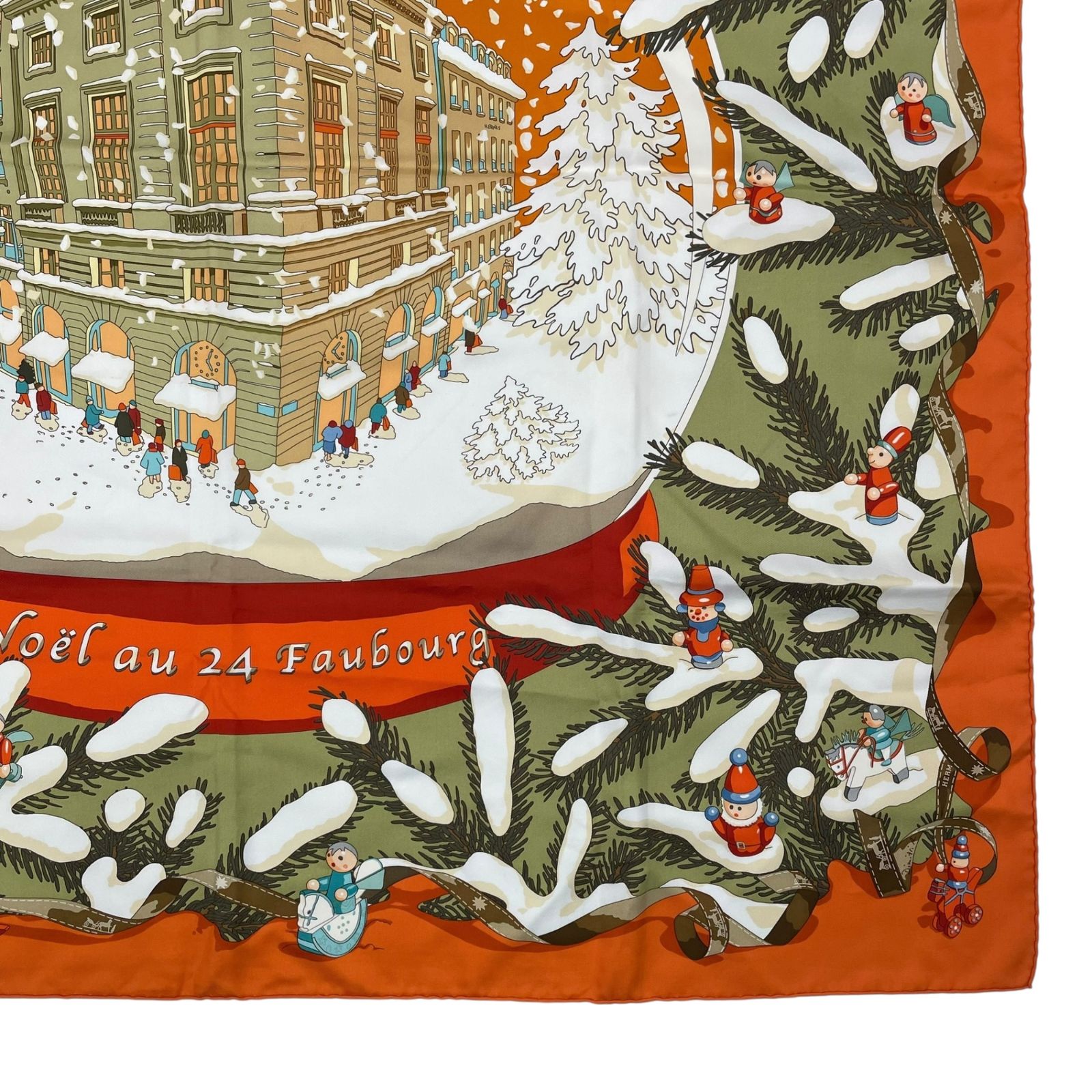 極美品 HERMES エルメス スカーフ カレ90 シルク Noël au 24 Faubourg