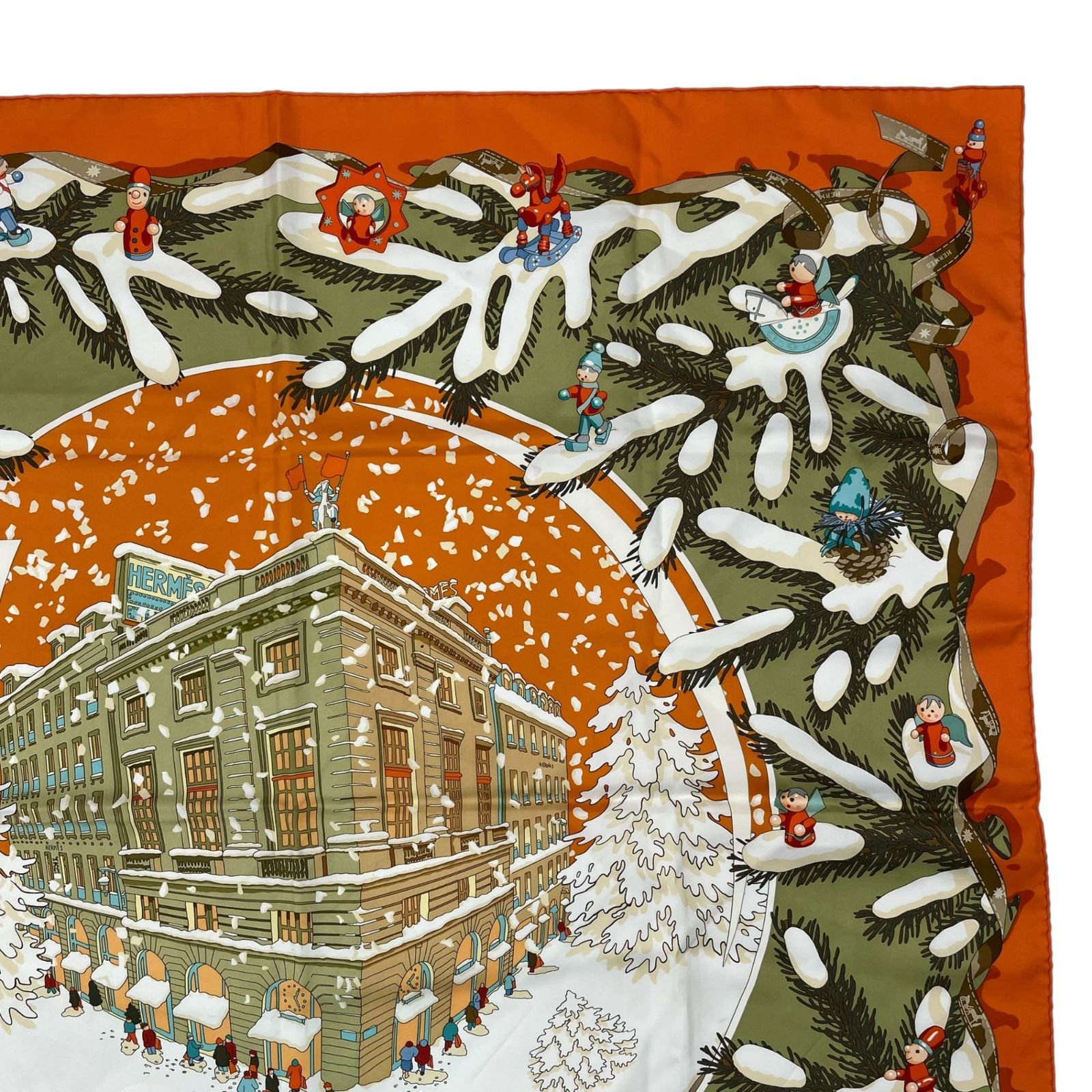 極美品 HERMES エルメス スカーフ カレ90 シルク Noël au 24 Faubourg