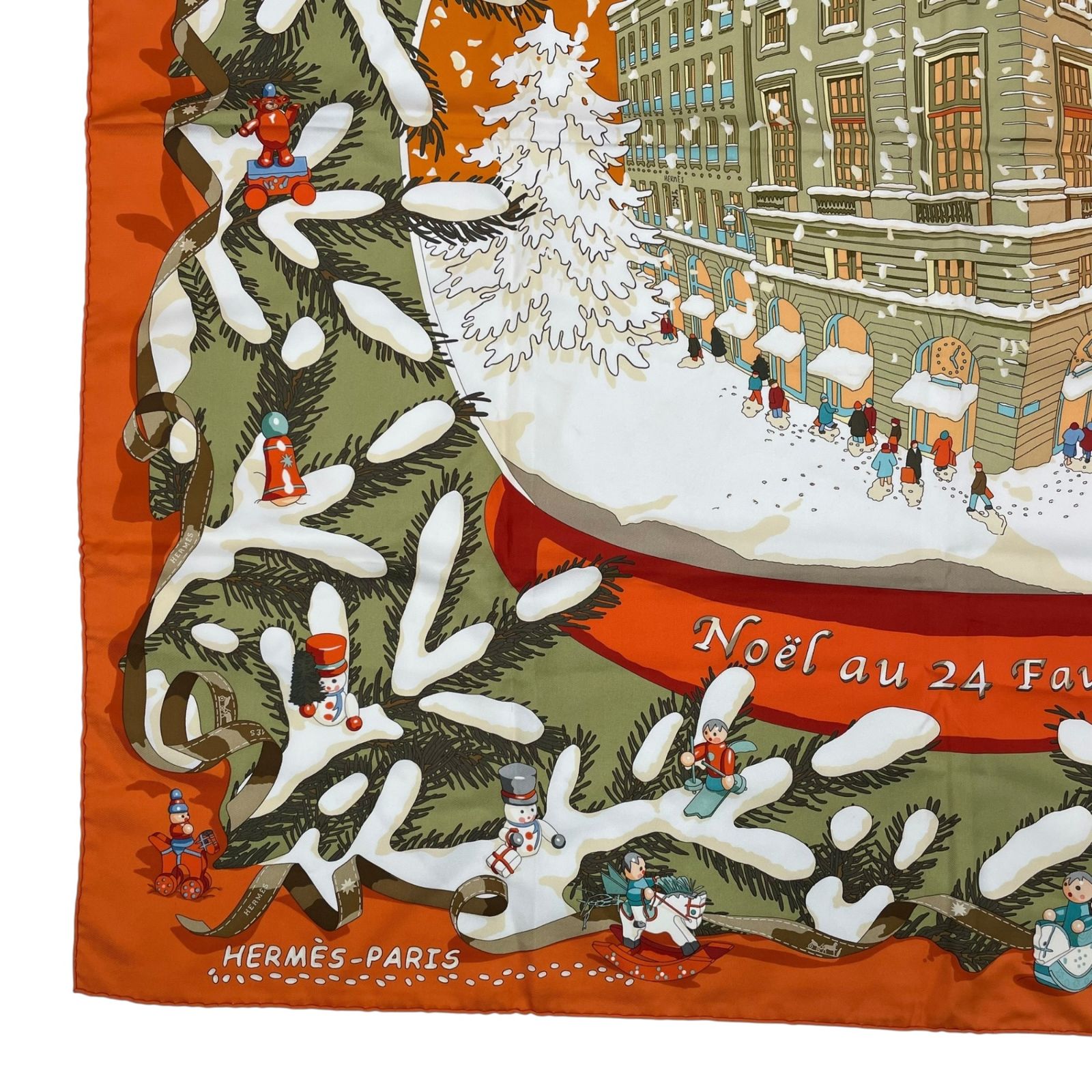 極美品 HERMES エルメス スカーフ カレ90 シルク Noël au 24 Faubourg