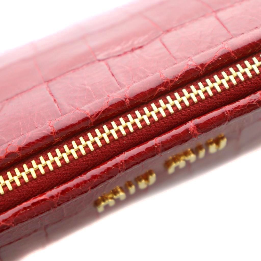 ミュウミュウ miumiu ポーチ クロコ型押し レザー 本革 赤 レッド /RI